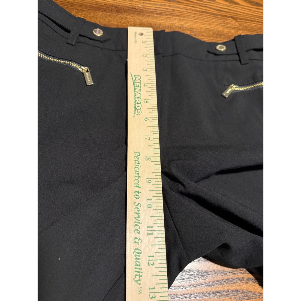 Tahari Black Straight-Leg Trousers with Gold Zipper Detail - Picture 7 of 16